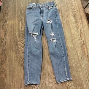 Levi's Womens High Waisted Mom Jeans Distressed Denim Medium Wash Blue Size 26